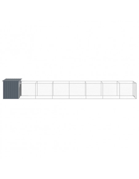 Casetta Cani con Corsa Antracite 110x813x110 cm Acciaio Zincato