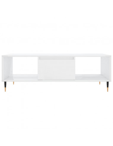 Tavolino da Salotto Bianco Lucido 104x60x35cm Legno Multistrato