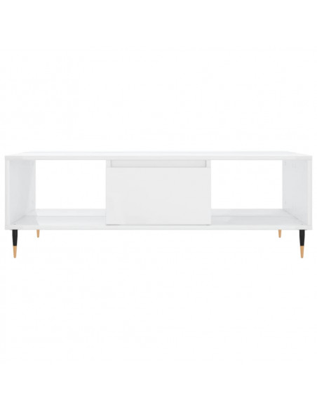 Tavolino da Salotto Bianco Lucido 104x60x35cm Legno Multistrato