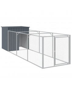 Casetta Cani con Corsa Antracite 110x405x110 cm Acciaio Zincato 2