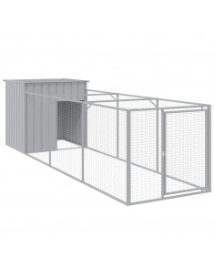 Casetta Cani Corsa Grigio Chiaro 110x405x110 cm Acciaio Zincato 2