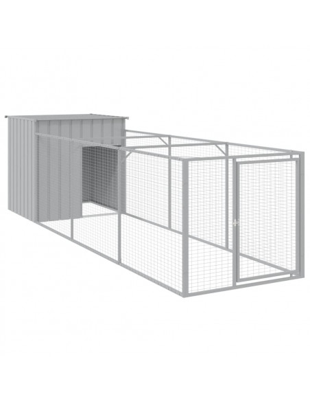 Casetta Cani Corsa Grigio Chiaro 110x405x110 cm Acciaio Zincato
