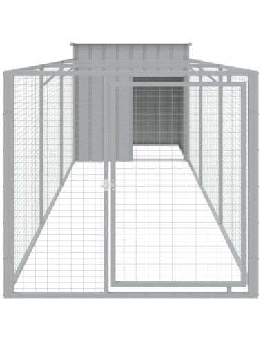 Casetta Cani Corsa Grigio Chiaro 110x405x110 cm Acciaio Zincato