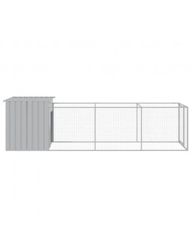 Casetta Cani Corsa Grigio Chiaro 110x405x110 cm Acciaio Zincato
