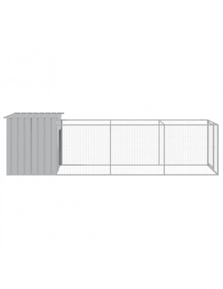 Casetta Cani Corsa Grigio Chiaro 110x405x110 cm Acciaio Zincato
