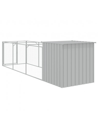 Casetta Cani Corsa Grigio Chiaro 110x405x110 cm Acciaio Zincato