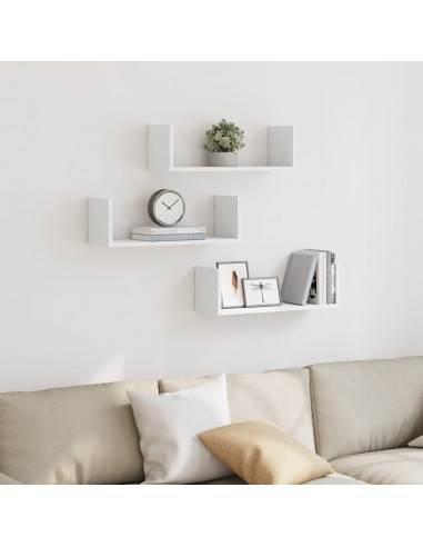 Mensole a Muro 3 pz Bianche 58x18x18 cm in Truciolato