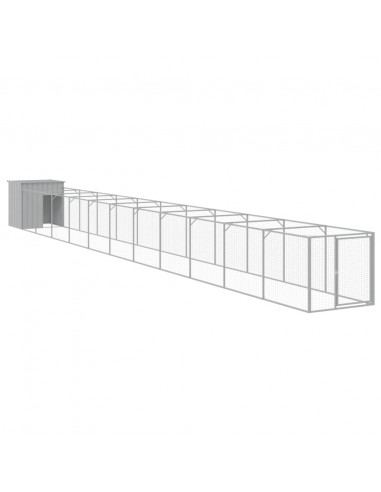 Casetta Cani Corsa Grigio Chiaro 110x1221x110cm Acciaio Zincato