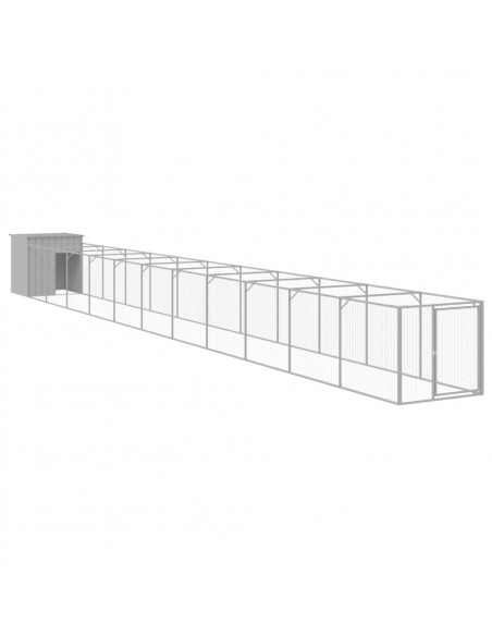 Casetta Cani Corsa Grigio Chiaro 110x1221x110cm Acciaio Zincato