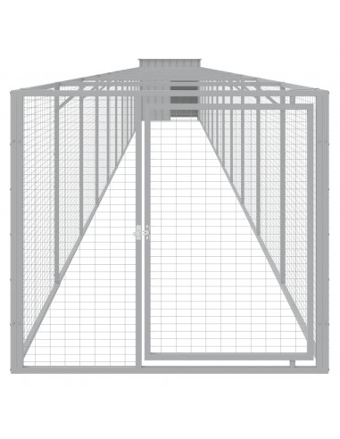 Casetta Cani Corsa Grigio Chiaro 110x1221x110cm Acciaio Zincato