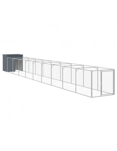 Casetta Cani con Corsa Antracite 110x1017x110cm Acciaio Zincato