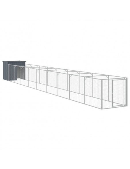 Casetta Cani con Corsa Antracite 110x1017x110cm Acciaio Zincato