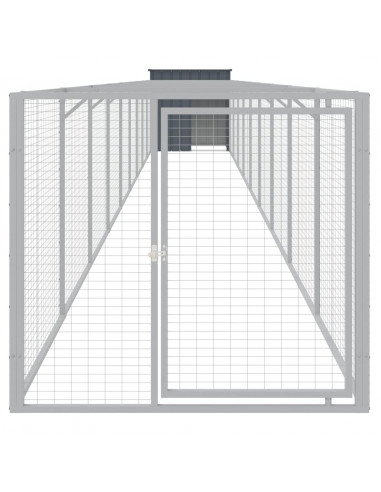 Casetta Cani con Corsa Antracite 110x1017x110cm Acciaio Zincato