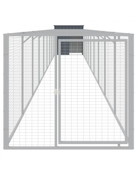Casetta Cani con Corsa Antracite 110x1017x110cm Acciaio Zincato
