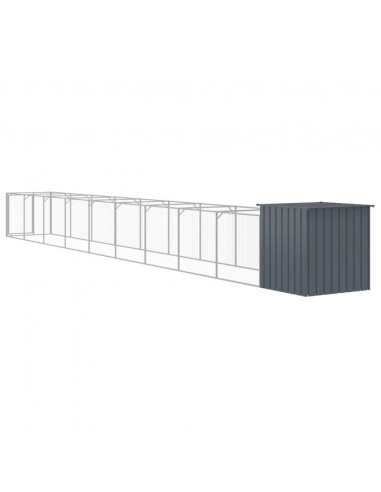 Casetta Cani con Corsa Antracite 110x1017x110cm Acciaio Zincato