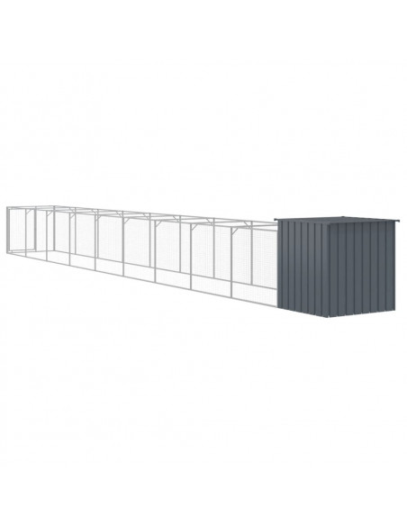 Casetta Cani con Corsa Antracite 110x1017x110cm Acciaio Zincato