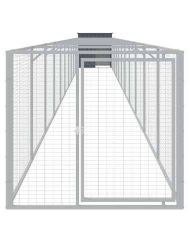 Casetta Cani con Corsa Antracite 110x1221x110cm Acciaio Zincato