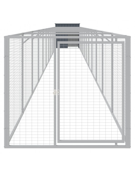 Casetta Cani con Corsa Antracite 110x1221x110cm Acciaio Zincato