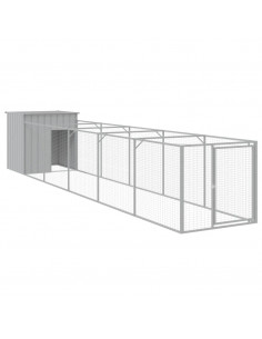 Casetta Cani Corsa Grigio Chiaro 110x609x110 cm Acciaio Zincato 2