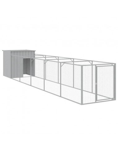Casetta Cani Corsa Grigio Chiaro 110x609x110 cm Acciaio Zincato