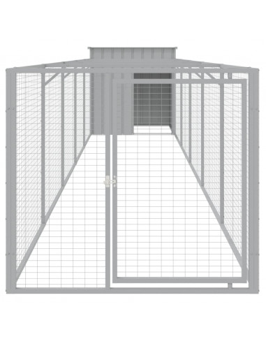 Casetta Cani Corsa Grigio Chiaro 110x609x110 cm Acciaio Zincato