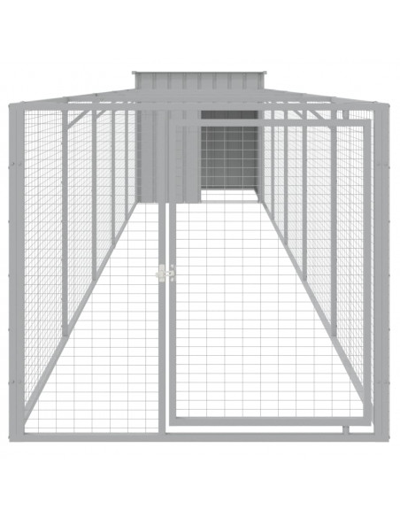 Casetta Cani Corsa Grigio Chiaro 110x609x110 cm Acciaio Zincato