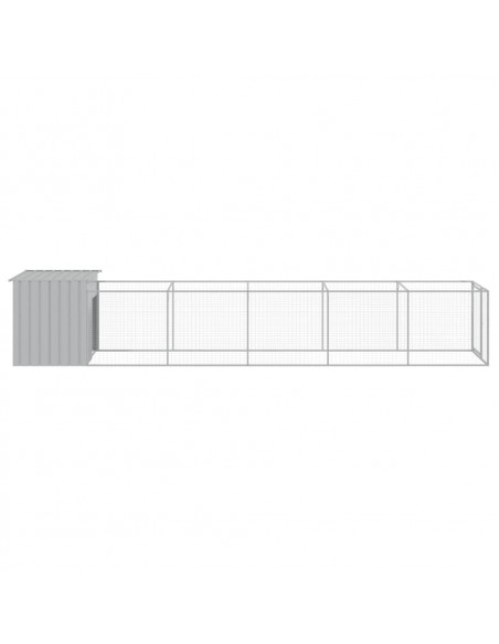 Casetta Cani Corsa Grigio Chiaro 110x609x110 cm Acciaio Zincato
