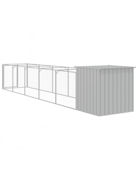 Casetta Cani Corsa Grigio Chiaro 110x609x110 cm Acciaio Zincato