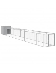 Casetta Cani Corsa Grigio Chiaro 110x1017x110cm Acciaio Zincato 2