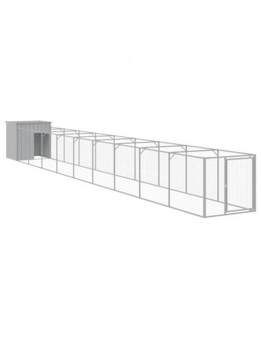 Casetta Cani Corsa Grigio Chiaro 110x1017x110cm Acciaio Zincato