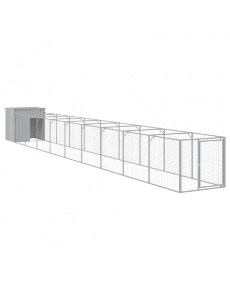 Casetta Cani Corsa Grigio Chiaro 110x1017x110cm Acciaio Zincato