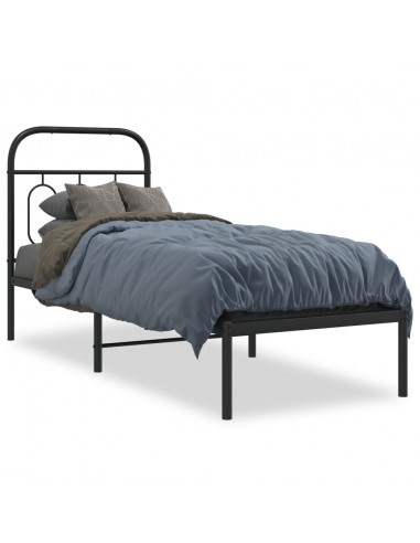 Giroletto con Testiera in Metallo Nero 75x190 cm