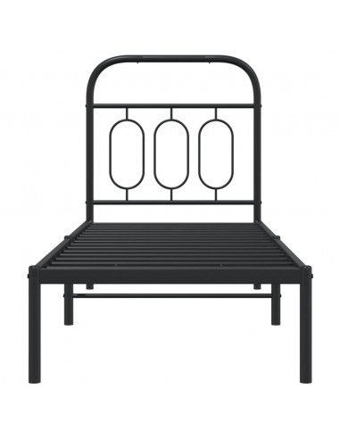 Giroletto con Testiera in Metallo Nero 75x190 cm