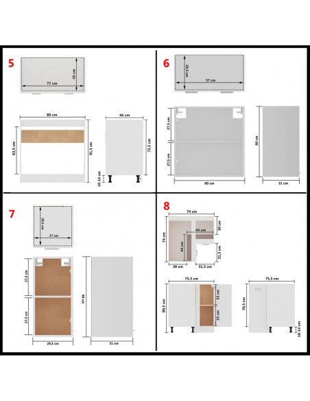 Set Armadi da Cucina 11 pz Bianco in Truciolato