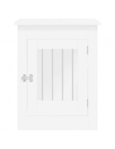 Gabbia Cani da Arredamento Bianca 55x80x68cm Legno Multistrato