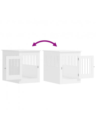 Gabbia Cani da Arredamento Bianca 55x80x68cm Legno Multistrato