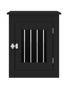 Gabbia Cani da Arredamento Nera 55x75x65cm Legno Multistrato 2