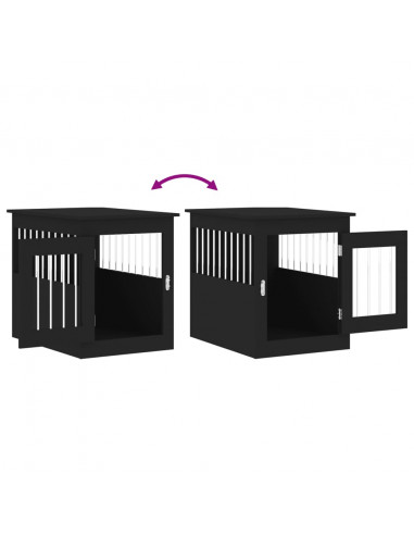 Gabbia Cani da Arredamento Nera 55x75x65cm Legno Multistrato