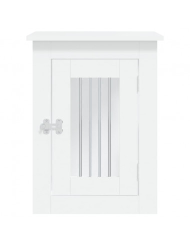 Gabbia Cani da Arredamento Bianca 45x62x59cm Legno Multistrato