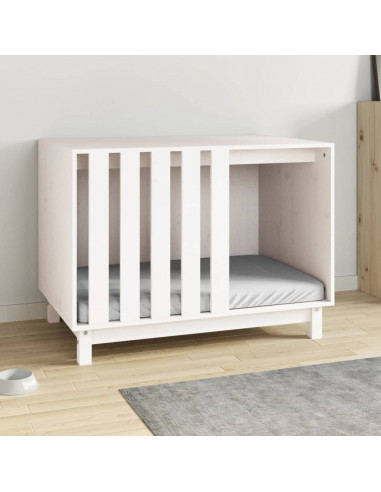 Casetta per Cani Bianca 90x60x67 cm in Legno Massello di Pino