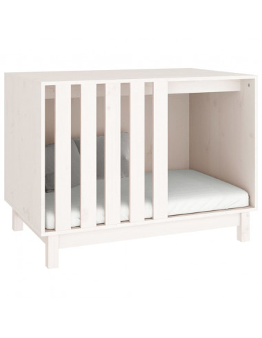 Casetta per Cani Bianca 90x60x67 cm in Legno Massello di Pino