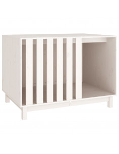 Casetta per Cani Bianca 100x70x72 cm in Legno Massello di Pino 2