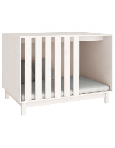 Casetta per Cani Bianca 100x70x72 cm in Legno Massello di Pino