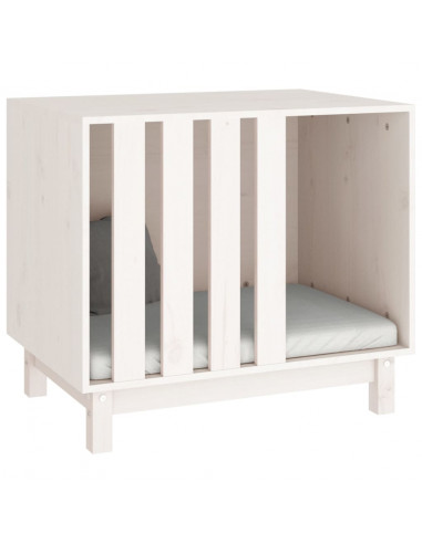 Casetta per Cani bianco 70x50x62 cm in Legno Massello di Pino