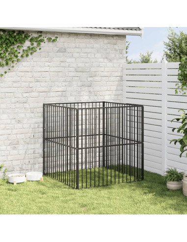 Box per Cani 4 Pannelli Nero Acciaio Zincato