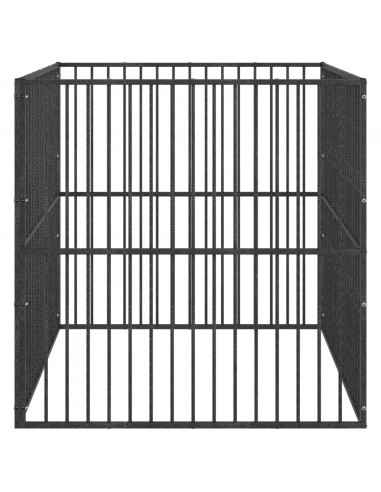 Box per Cani 4 Pannelli Nero Acciaio Zincato