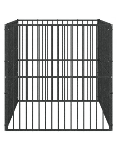 Box per Cani 4 Pannelli Nero Acciaio Zincato