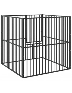 Box per Cani 4 Pannelli Nero Acciaio Zincato 2