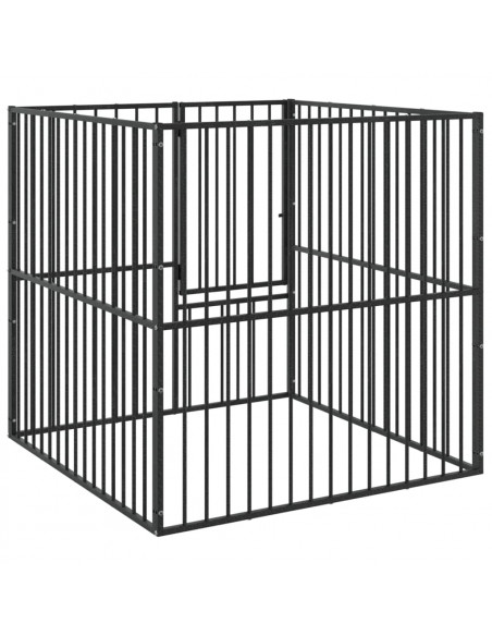 Box per Cani 4 Pannelli Nero Acciaio Zincato