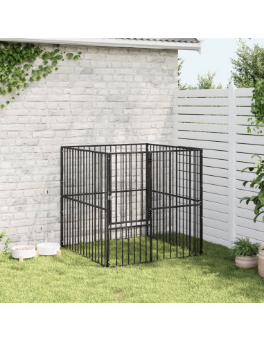 Box per Cani 4 Pannelli Nero Acciaio Zincato